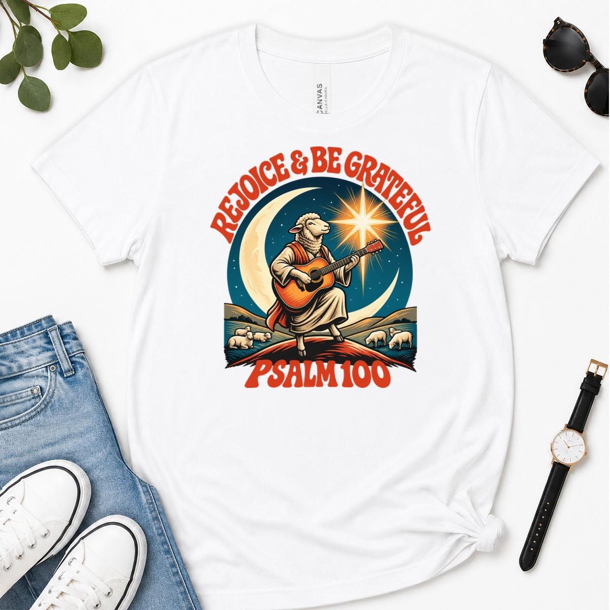 Rejoice And Be Grateful, Psalm 100, Gift For Christian Music Lovers - 2D Unisex Premium T-shirt