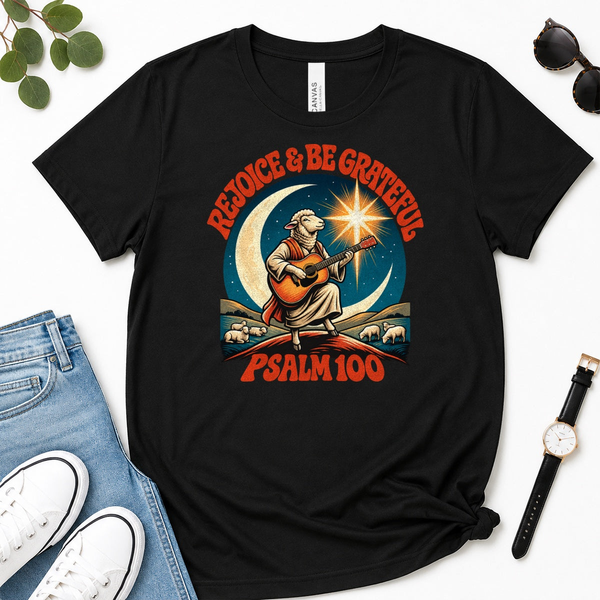 Rejoice And Be Grateful, Psalm 100, Gift For Christian Music Lovers - 2D Unisex Premium T-shirt