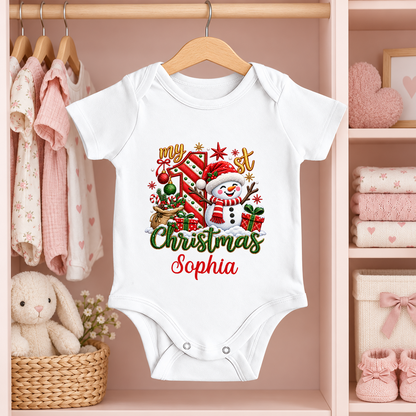 My 1st Christmas, Gift For New Parents | Personalized Custom Baby Onesie