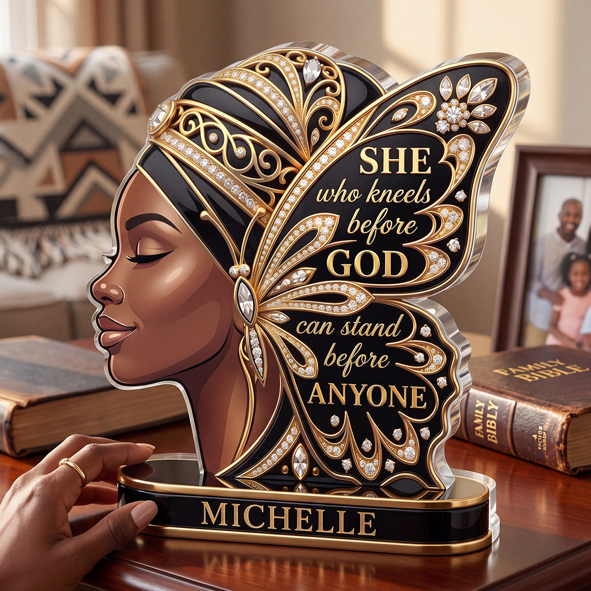 She Who Kneels Before God Butterfly | Personalized Custom Shaped Acrylic Plaque