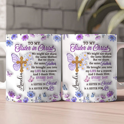 To My Sister In Christ, Gift For Sister in Christ | Personalized Ceramic Coffee Mug