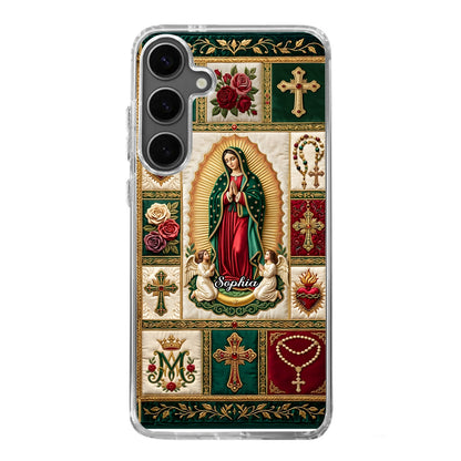 Marian Devotional Patchwork, Gift For Her - Personalized Clear Silicone Phone Case
