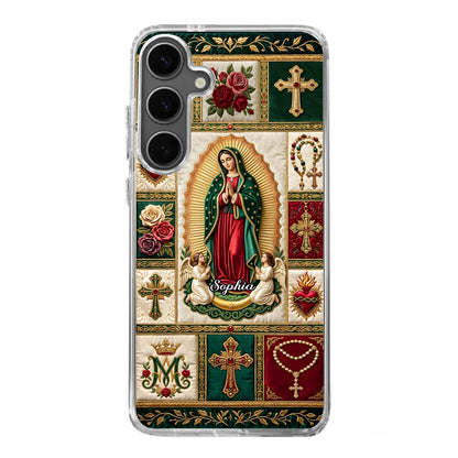 Marian Devotional Patchwork, Gift For Her - Personalized Clear Silicone Phone Case