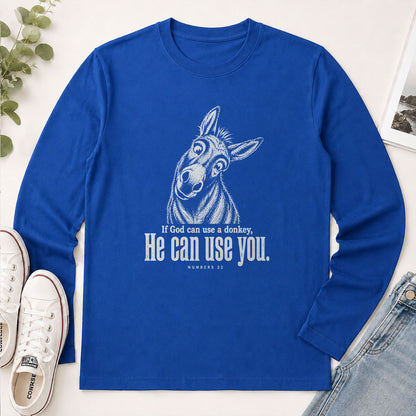 If God Can Use A Donkey He Can Use You Numbers 22 - Funny Christian Gift - 2D Unisex Long Sleeve