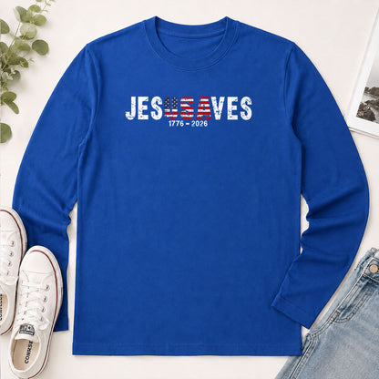 Jesus Saves USA 1776-2026 - Christian Gift - 2D Unisex Long Sleeve