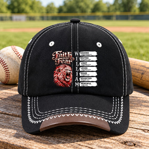 Faith Over Fear, Gift For Men | Personalized Vintage Soft Baseball Cap