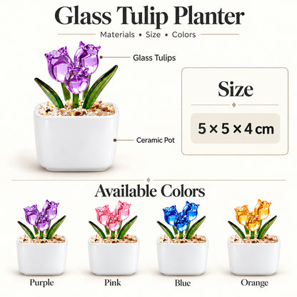 Thank You For Helping Me Grow, Gift For Mom, Grandma | Personalized Glass Everlasting Tulips