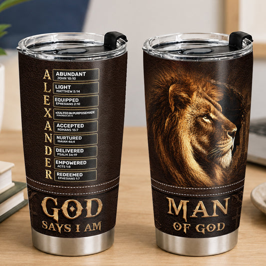 Man Of God, Gift For Dad | Personalized Stainless Steel Tumbler