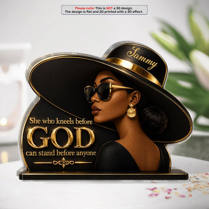 She Who Kneels Before God, Gift For Her | Personalized Custom Shaped Acrylic Plaque