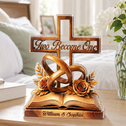 Where Two Hearts Become One, Wedding Gift For Couple | Personalized Custom Shaped Acrylic Plaque