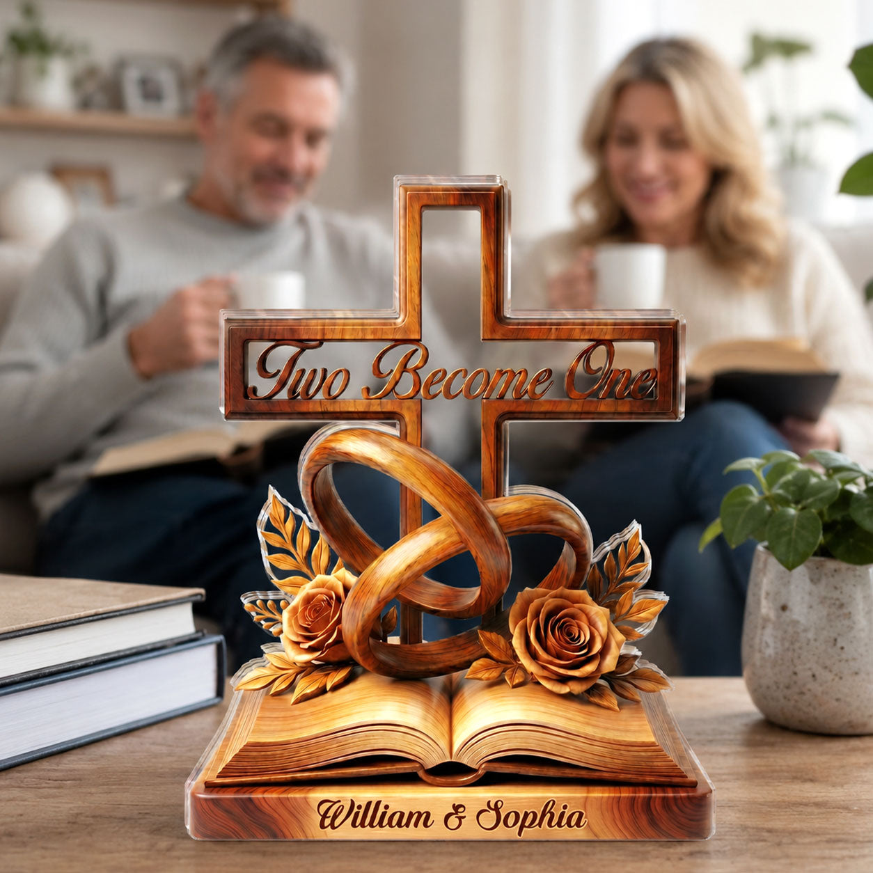 Where Two Hearts Become One, Wedding Gift For Couple | Personalized Custom Shaped Acrylic Plaque