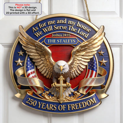 We Will Serve The Lord - Personalized Wooden Door Sign