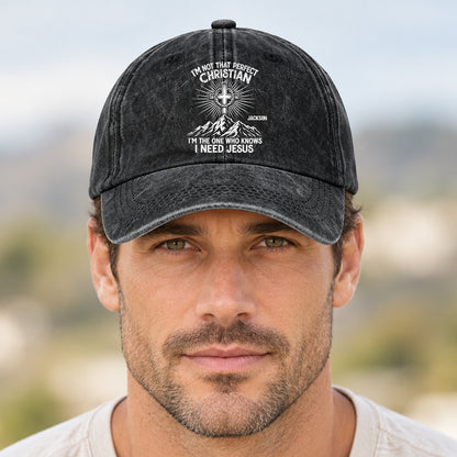 Raised In Faith, Gift For Christian - Personalized Custom Vintage Washed Denim Cap