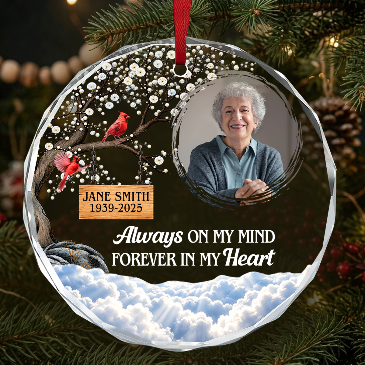 Forever In My Heart, Gift For Loved One - Personalized Heart Shaped Glass Ornament