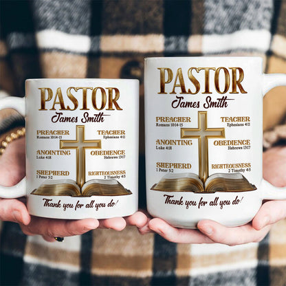 My Preacher, Teacher, & Shepherd, Gift For Pastor | Personalized Ceramic Coffee Mug