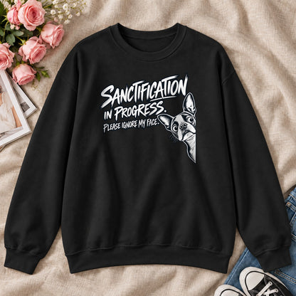 Sanctification In Progressm Gift For Christian Boston Terrier Lovers - 2D Unisex Sweatshirt