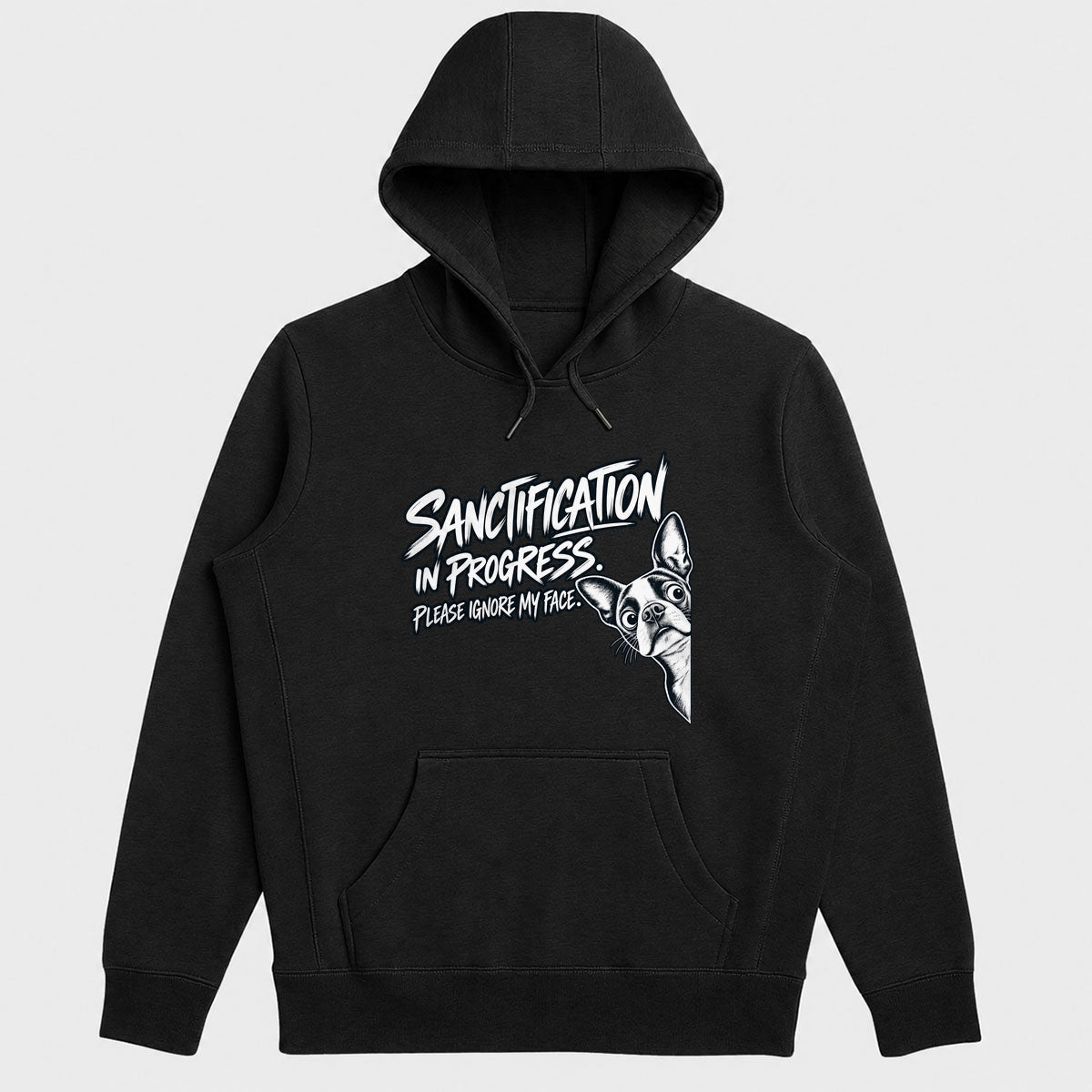 Sanctification In Progress Please Ignore My Face, Gift For Christian Boston Terrier Lovers - 2D Unisex Hoodie