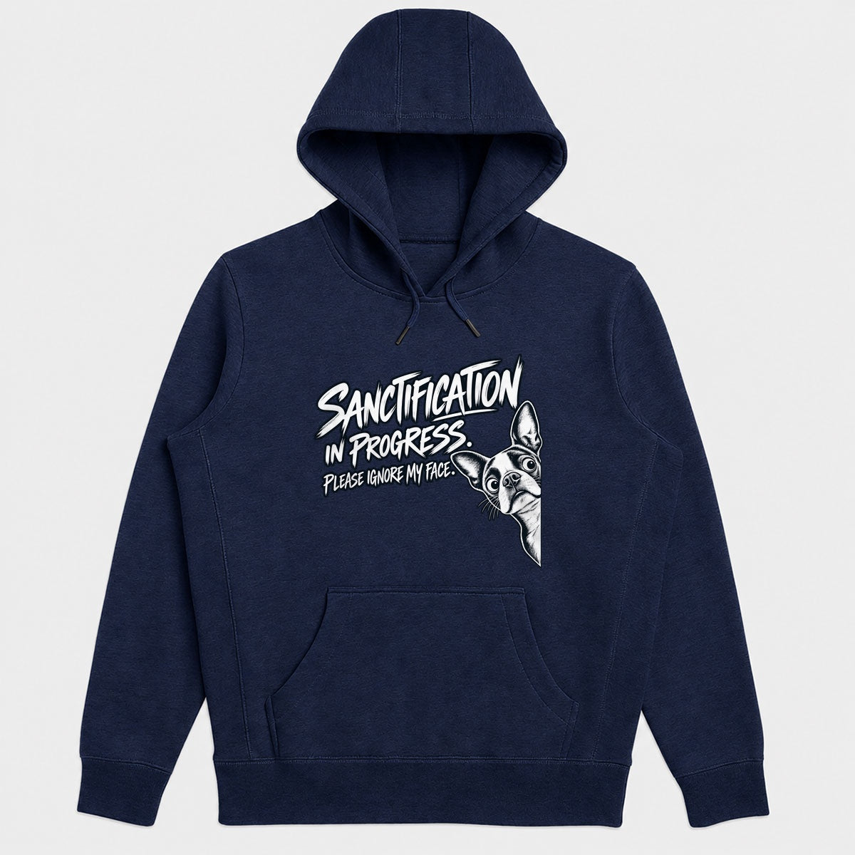 Sanctification In Progress Please Ignore My Face, Gift For Christian Boston Terrier Lovers - 2D Unisex Hoodie