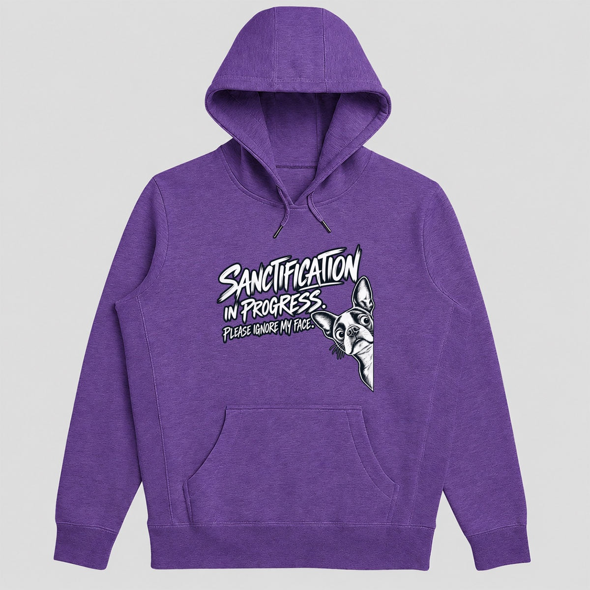 Sanctification In Progress Please Ignore My Face, Gift For Christian Boston Terrier Lovers - 2D Unisex Hoodie