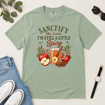 Sanctify Me Lord I'm Still A Little Spicy, Gift For Sassy Christian Women - 2D Unisex Garment-dyed T-shirt