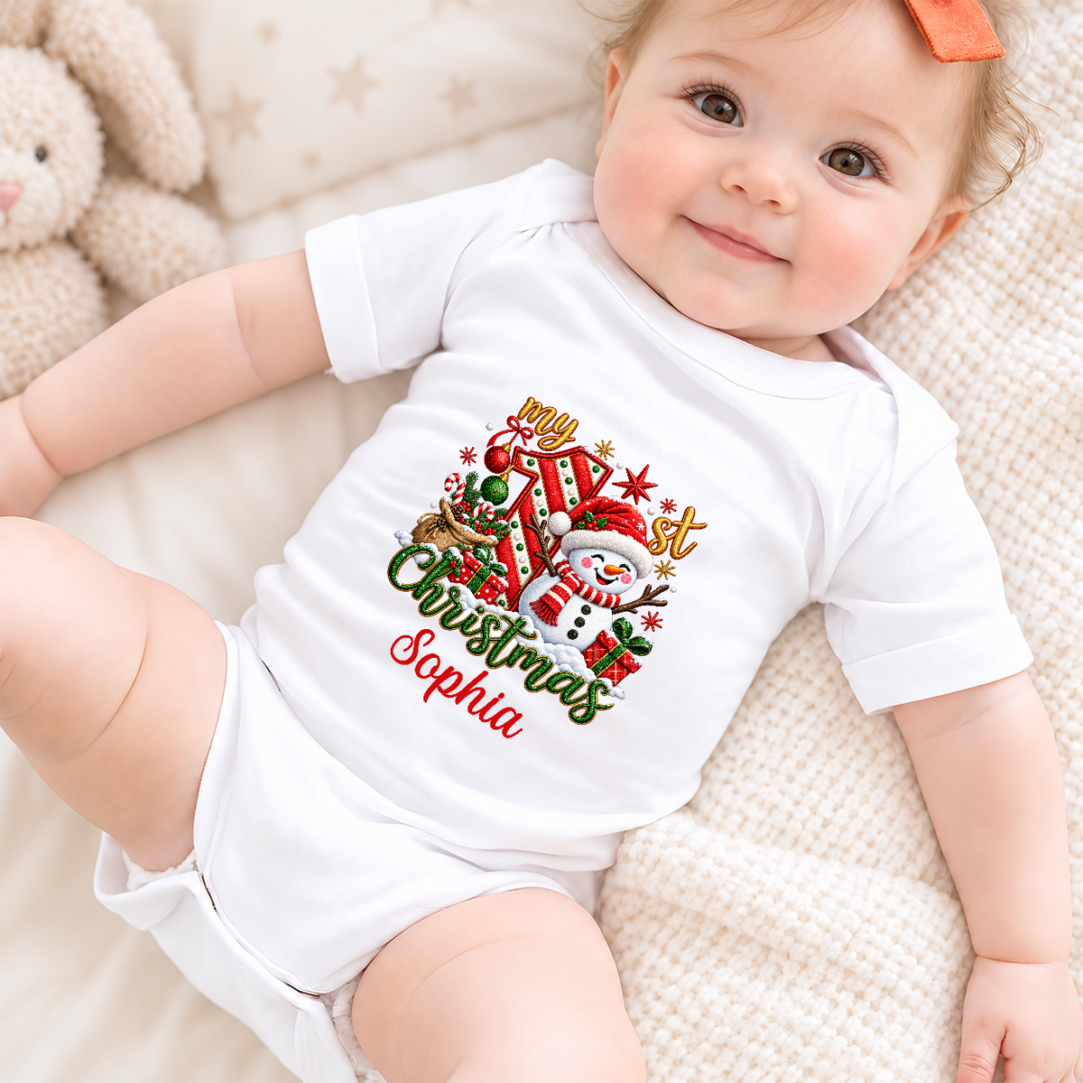 My 1st Christmas, Gift For New Parents | Personalized Custom Baby Onesie