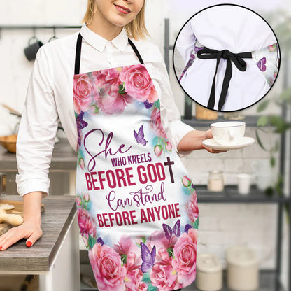 She Who Kneels Before God Can Stand Before Anyone - Apron With Neck Strap