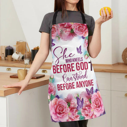 She Who Kneels Before God Can Stand Before Anyone - Apron With Neck Strap