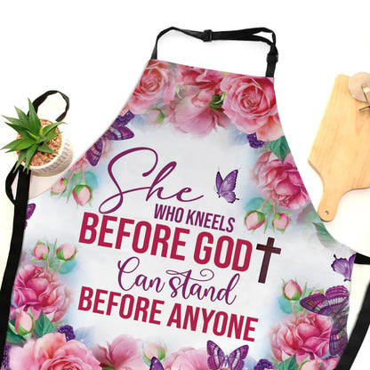 She Who Kneels Before God Can Stand Before Anyone - Apron With Neck Strap