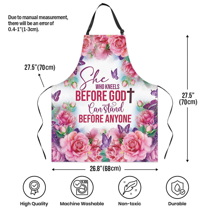 She Who Kneels Before God Can Stand Before Anyone - Apron With Neck Strap