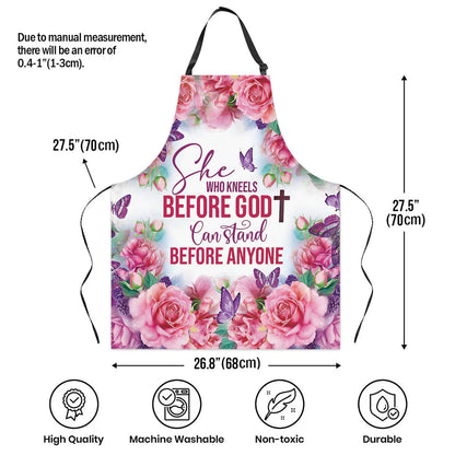 She Who Kneels Before God Can Stand Before Anyone - Apron With Neck Strap
