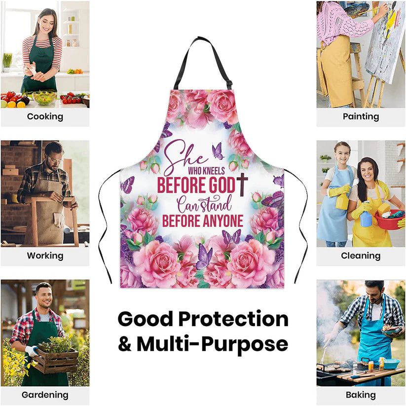 She Who Kneels Before God Can Stand Before Anyone - Apron With Neck Strap