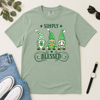 Simply Blessed, Gift For Christian Gnome Lovers - 2D Unisex Garment-dyed T-shirt
