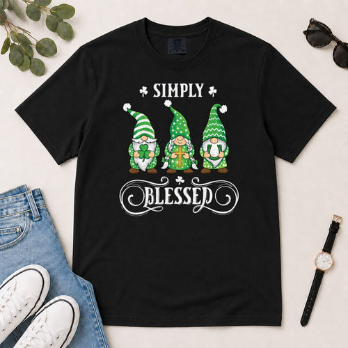 Simply Blessed, Gift For Christian Gnome Lovers - 2D Unisex Garment-dyed T-shirt