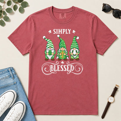 Simply Blessed, Gift For Christian Gnome Lovers - 2D Unisex Garment-dyed T-shirt