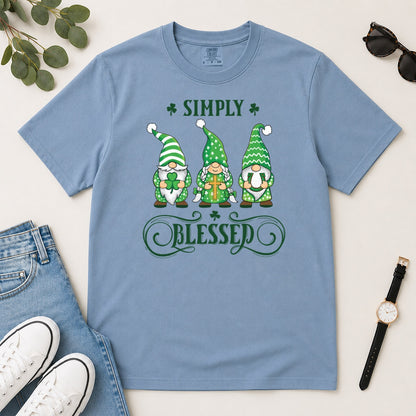 Simply Blessed, Gift For Christian Gnome Lovers - 2D Unisex Garment-dyed T-shirt