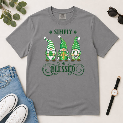 Simply Blessed, Gift For Christian Gnome Lovers - 2D Unisex Garment-dyed T-shirt