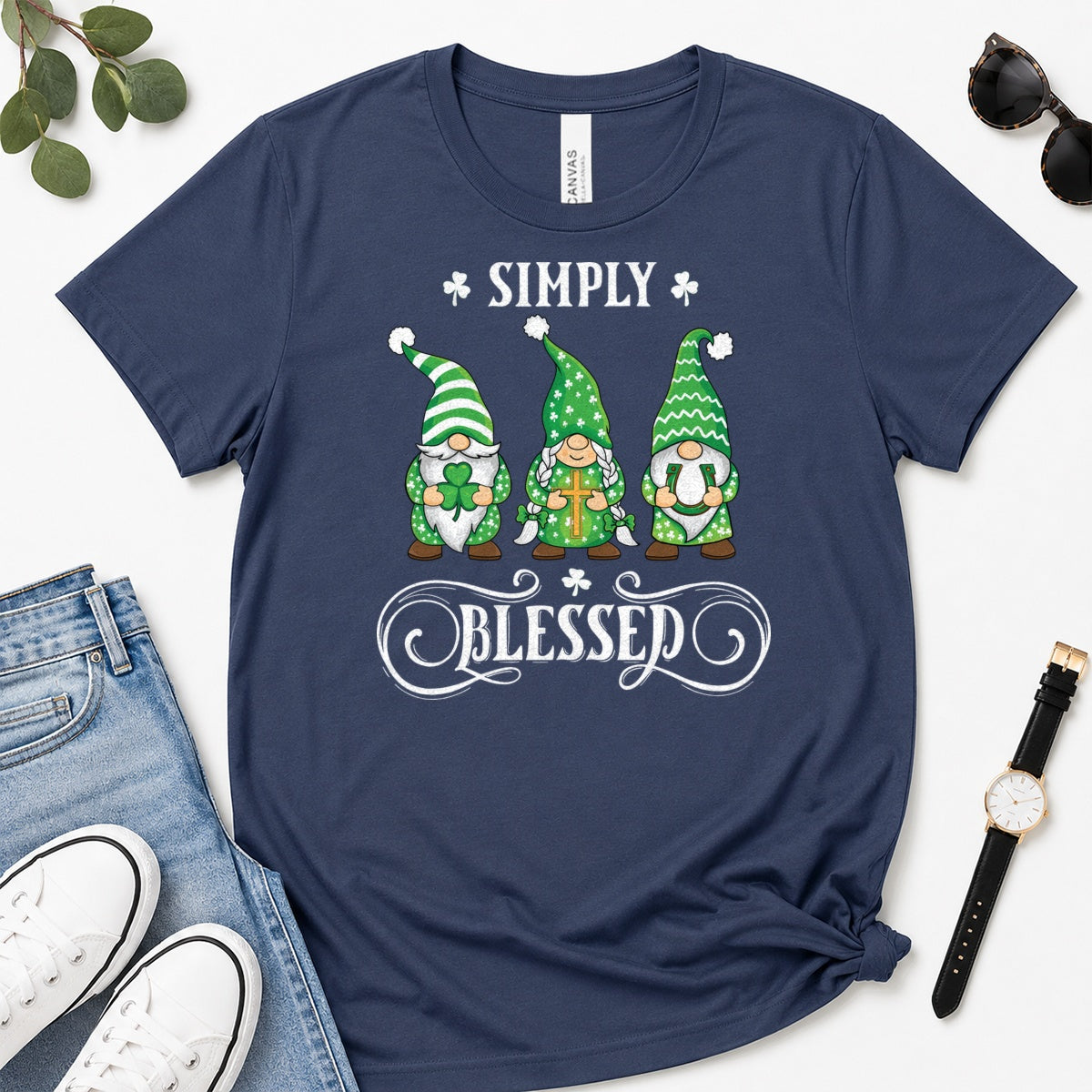Simply Blessed, Gift For Christian Gnome Lovers - 2D Unisex Premium T-shirt