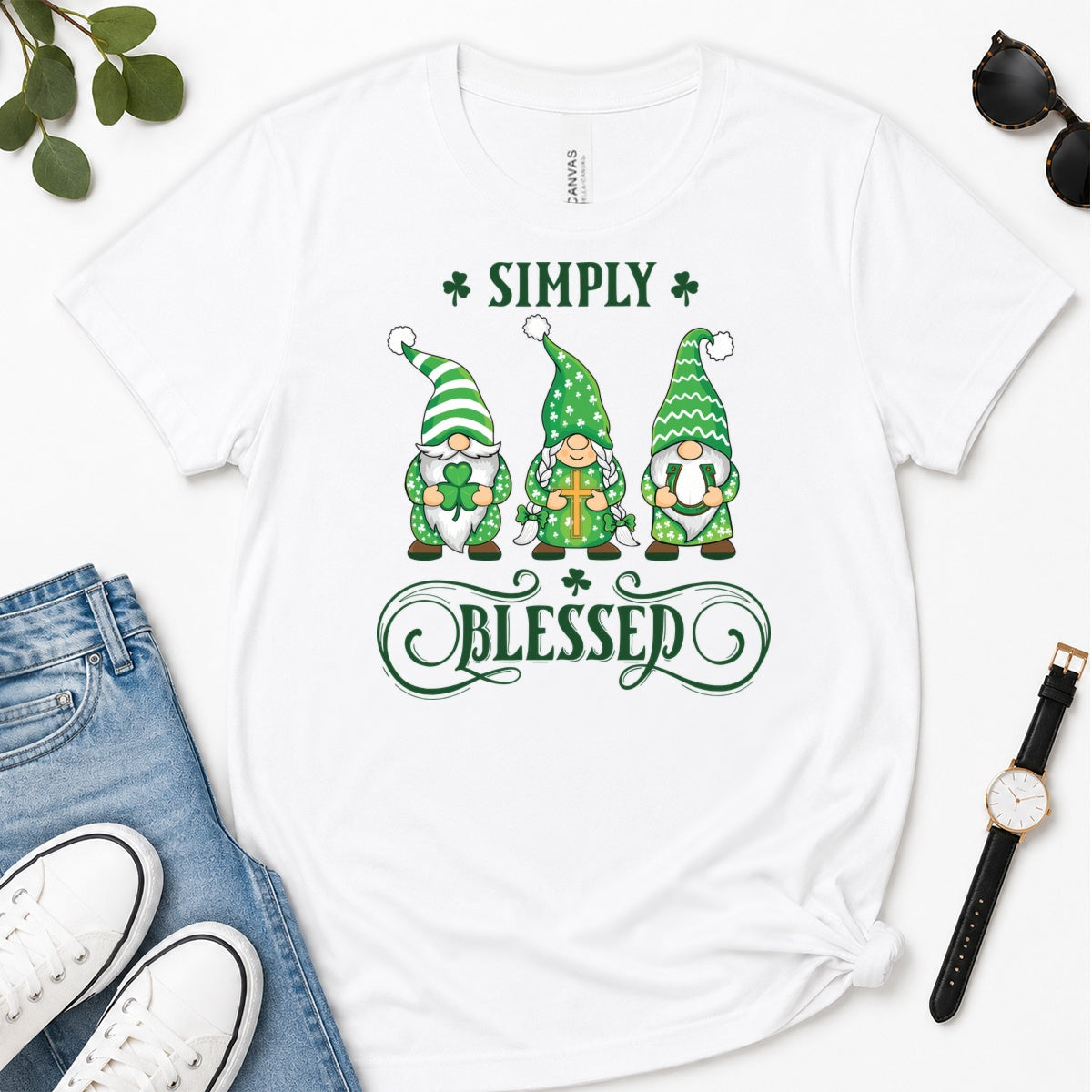 Simply Blessed, Gift For Christian Gnome Lovers - 2D Unisex Premium T-shirt