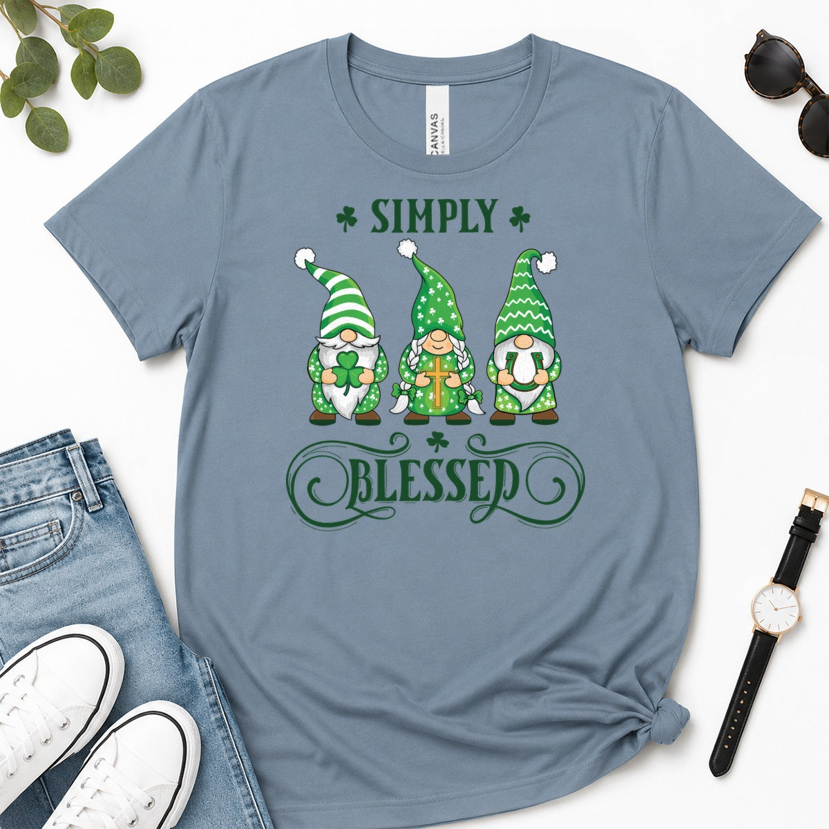 Simply Blessed, Gift For Christian Gnome Lovers - 2D Unisex Premium T-shirt