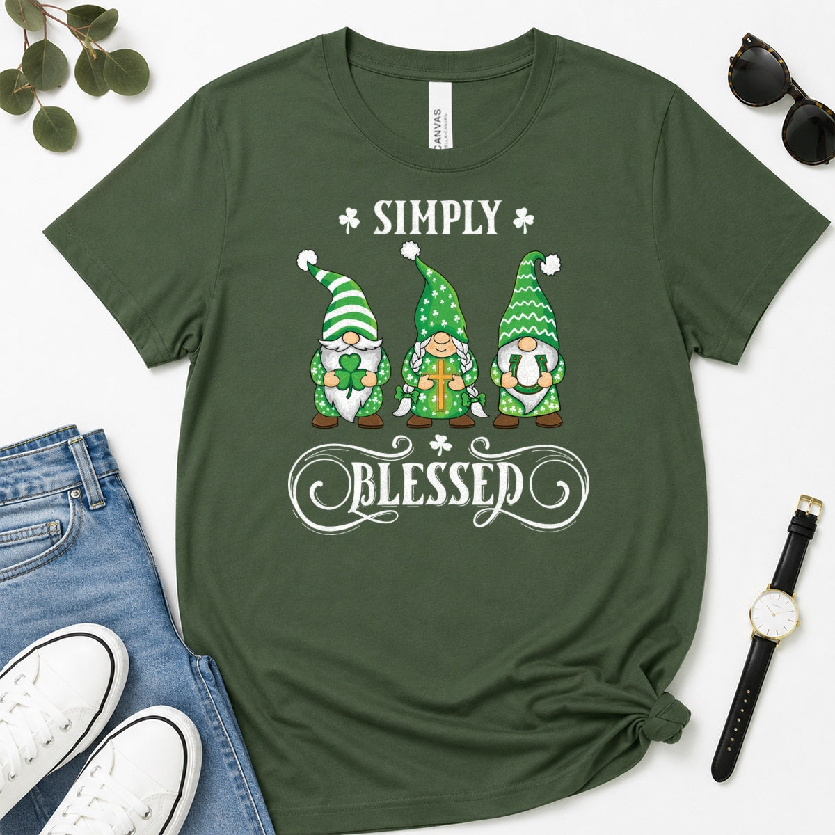 Simply Blessed, Gift For Christian Gnome Lovers - 2D Unisex Premium T-shirt