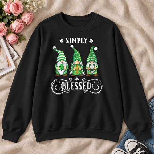 Simply Blessed, Gift For Christian Gnome Lovers - 2D Unisex Sweatshirt