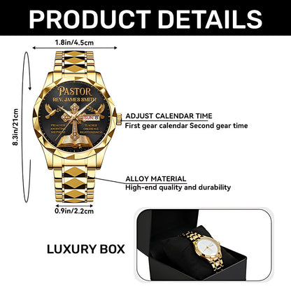 Shepherd Of Faith, Gift For Pastor - Personalized Men's Wrist Watch
