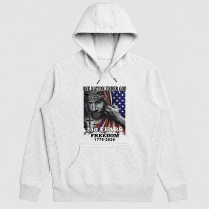 One Nation Under God 250 Years Of Freedom, Patriotic Christian Gift - 2D Unisex Hoodie