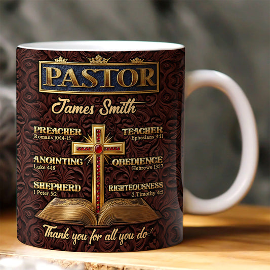 My Preacher, Teacher, & Shepherd, Gift For Pastor | Personalized Ceramic Coffee Mug