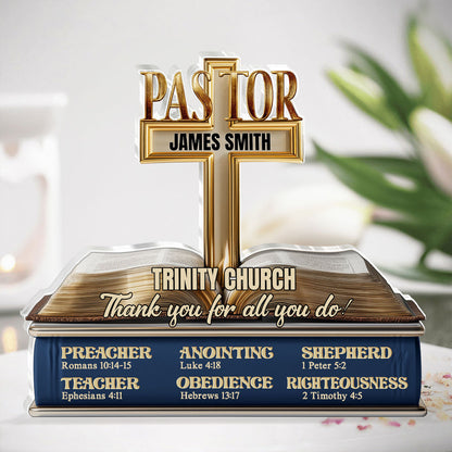 My Preacher, Teacher, & Shepherd, Gift For Pastor | Personalized Custom Shaped Squared Acrylic Plaque