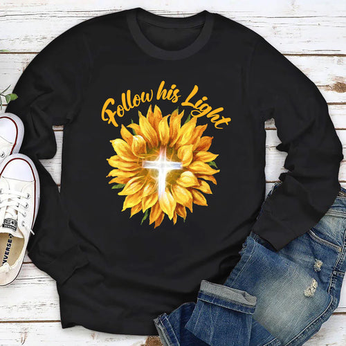 Sunflower & Cross - Follow His Light | 2D Unisex Long Sleeve
