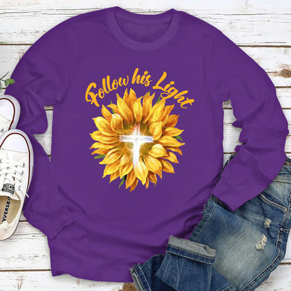 Sunflower & Cross - Follow His Light | 2D Unisex Long Sleeve