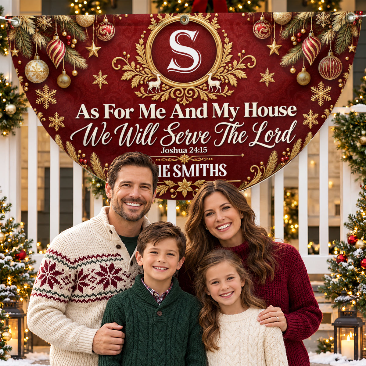 As For Me And My House We Will Serve The Lord, Christian Gifts For Family |  Personalized Non-Pleated Fan Flag