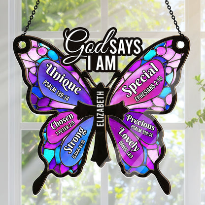 God Says I Am | Personalized Acrylic Suncatcher