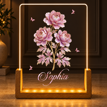 Beautiful Birth Month Flowers, Gift For Her | Personalized Night Light